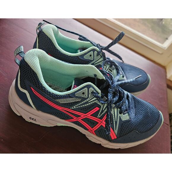Asics Gel-Venture Women's Running Shoes Navy Coral Mint Size 7 Sneakers - Picture 3 of 10